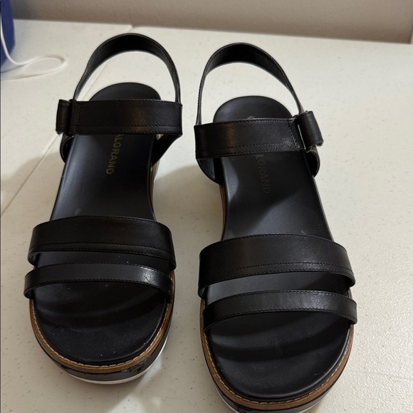 Used- Cole Haan Women's Black Leather Sandals - Picture 1 of 10
